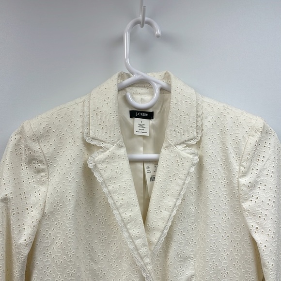 NWT J. Crew Embroidered Eyelet Single Breasted Blazer Jacket Cottage White 2 - Picture 2 of 8
